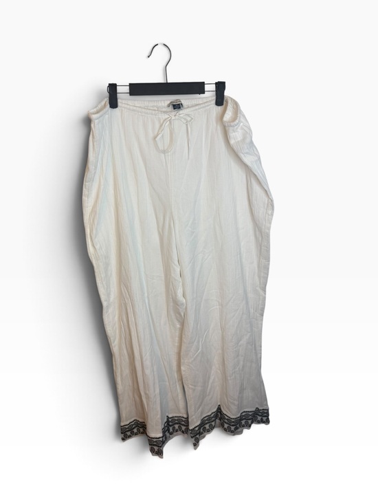 American Eagle Outfitters Pants - American Eagle White Cotton Wide Leg Embroidered Beachy Pants